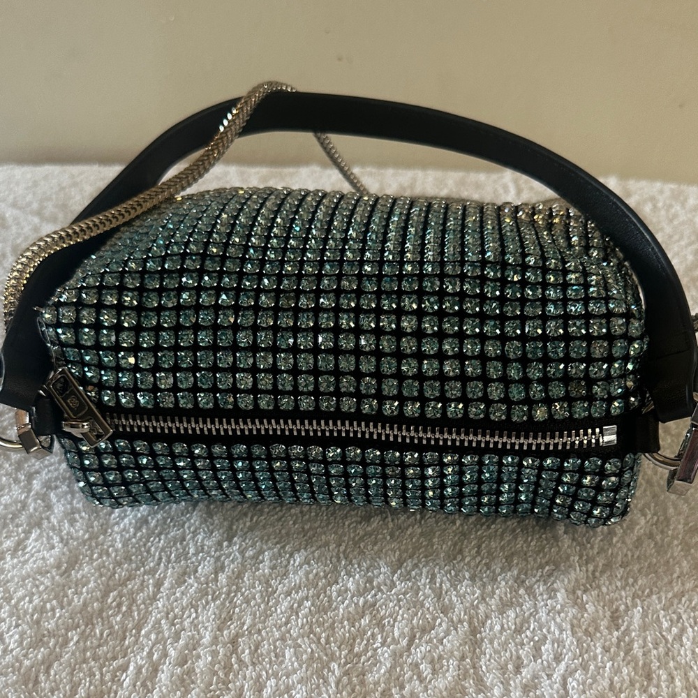 Embellished Teal Crystal Mini Shoulder Bag - Picture 4 of 7